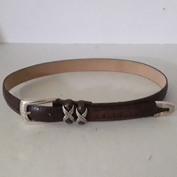 Brighton Embossed Croc Brown Leather Belt - EUC, M 30 - Picture 1 of 9